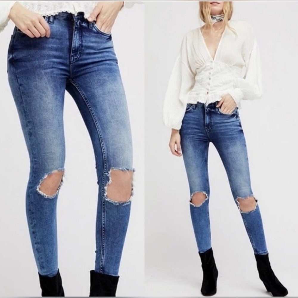Women's Free People Busted Knee Distressed Skinny Jeans Size 24L